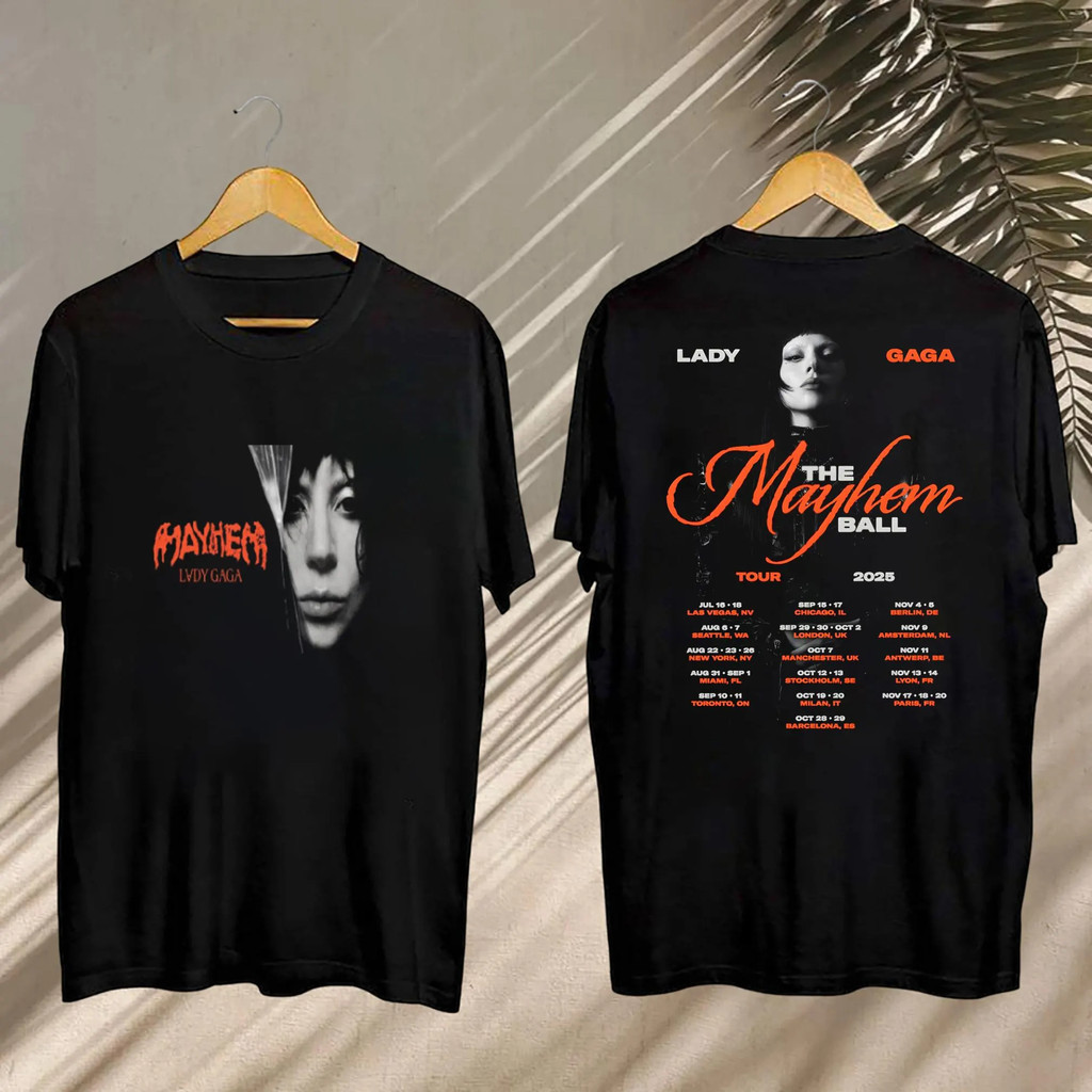 🔥👕: Lady Gaga The Mayhem Ball Tour 2025 เสื้อ Lady Gaga เสื้อยืด Merch แฟนอินเทรนด์เสื้อยืดผ้าฝ้าย 1
