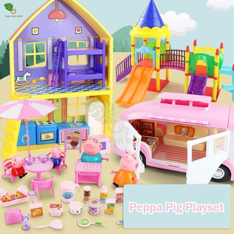 ✨พร้อมส่ง✨Peppa Pig ของเล่น Play House สวนสนุกสนามเด็กเล่นปราสาทซุกซนรถปิคนิค รถโรงเรียนของเล่นสวน