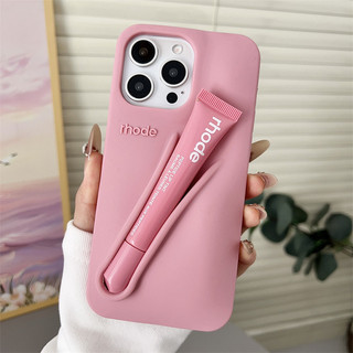 Luxo Hailey Rhode Com Batom Esmalte Bálsamo Capa De Telefone Para iPhone 16 15 14 13 12 11 Pro Max Silicone Macio Trasei