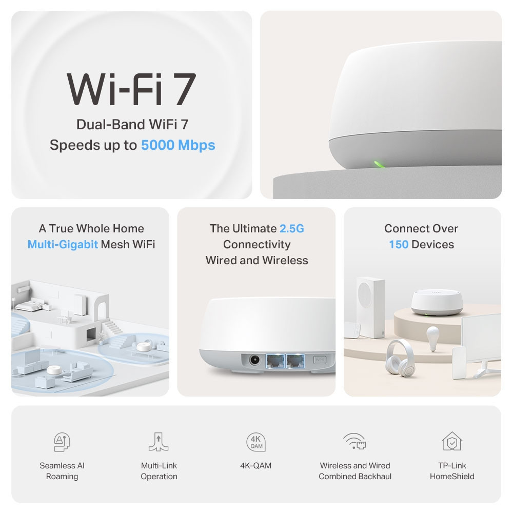 TP-LINK DECO BE25 (PACK 1) (PACK 2) (PACK 3) BE5000 WHOLE HOME MESH WI-FI 7 SYSTEM รับประกันศูนย์ไทย - รูปที่ 4