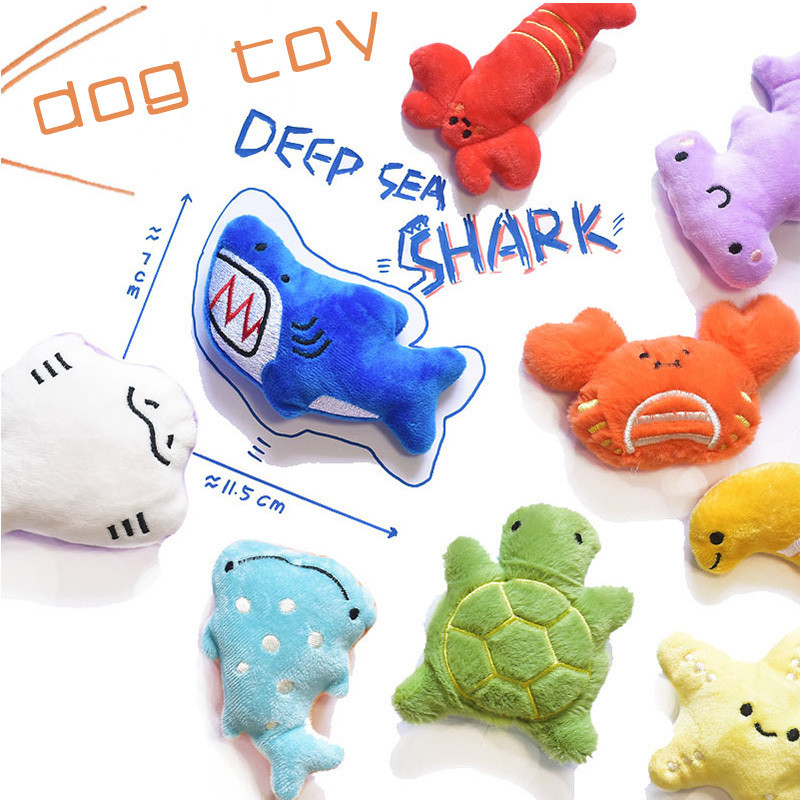 ของเล่นสุนัข Ocean-Themed Squeaky Plush Chew-Resistant ทนทานลูกสุนัขบรรเทาเบื่อของเล่นสัตว์เลี้ยง