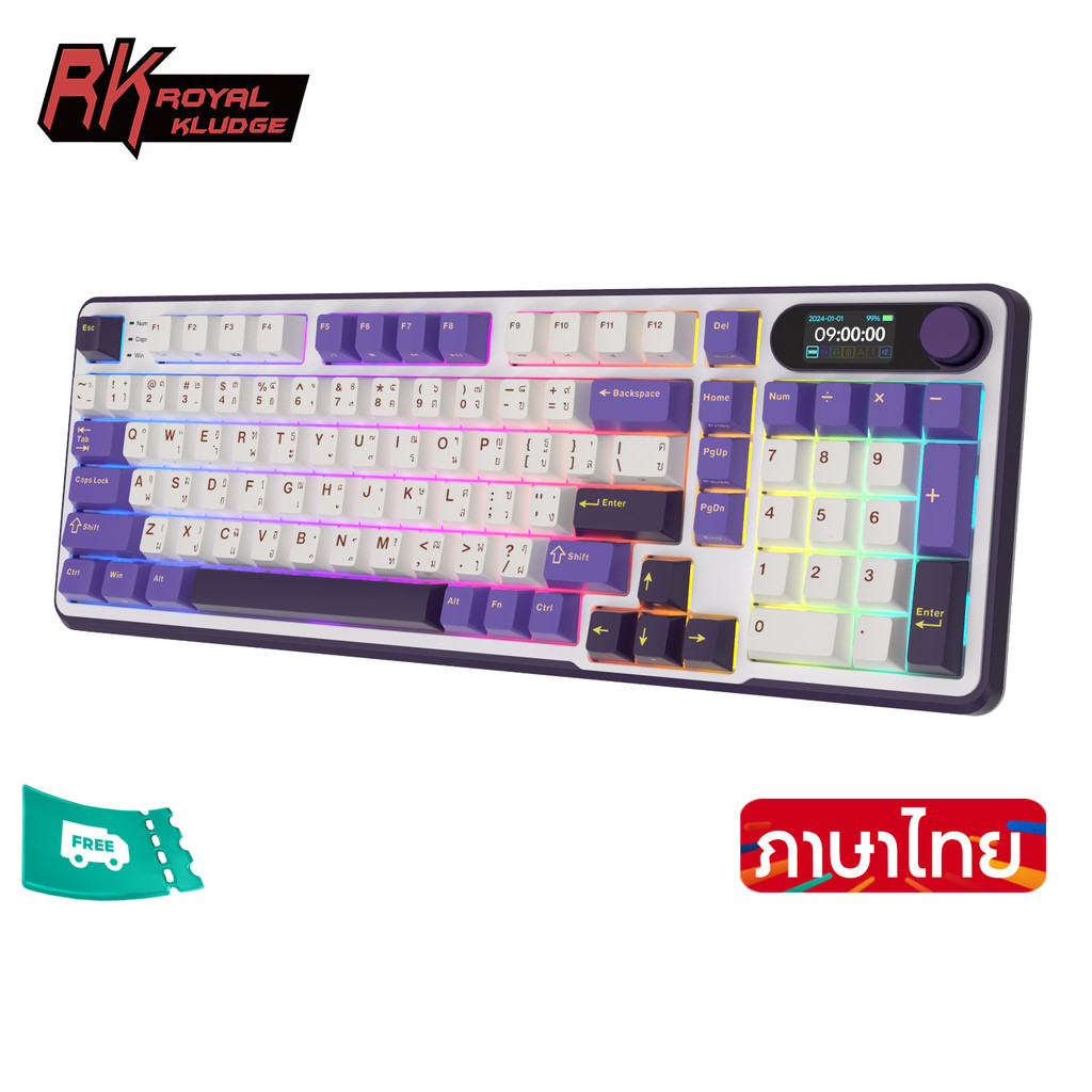 ใหม ่ RK Royal Kludge RK S98 Blackberry 98 Key Tri-Mode RGB แบบมีสายบลูทูธ 2.4G ไร ้ สาย 3 โหมดหน ้ 
