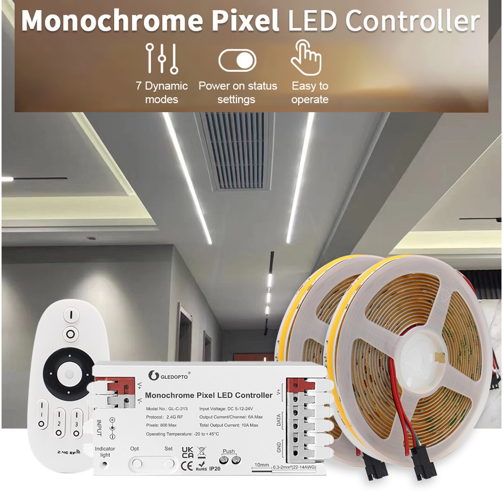 COB วิ่งน้ํา LED Strip Light พร้อมสี SIngle พิกเซล LED Controller 2.4G RF ระยะไกลไหลริบบิ้นเทปโคมไฟ DC24V WS2811 IC