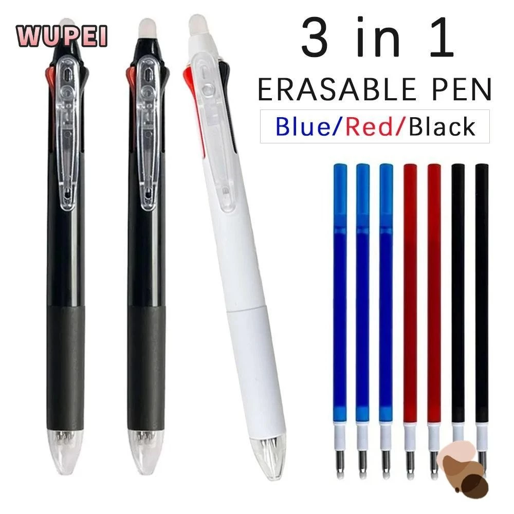 ปากกาลบได้ วูเป่ย 0.5 มม. 3 สีเติมปากกาหลากสี 3 ใน 1 เมจิกหมึกล้างทําความสะอาดได้จับปากกานักเรียน