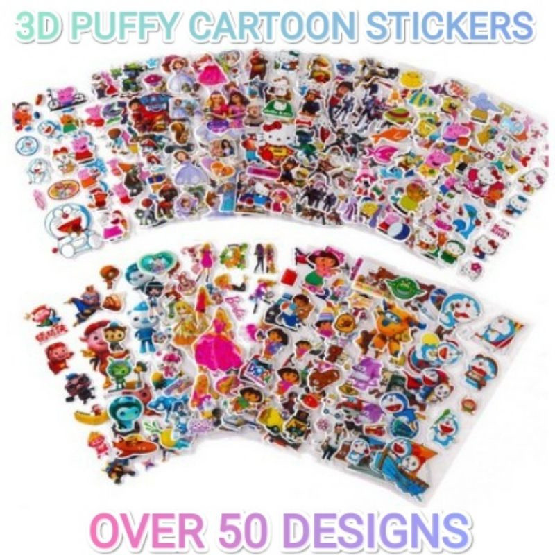Quick pos3d Cartoon PUFFY Sticker embossed stickers-dinosaur/PONY/Hello Kitty/frozen/Unicorn/sofia/A
