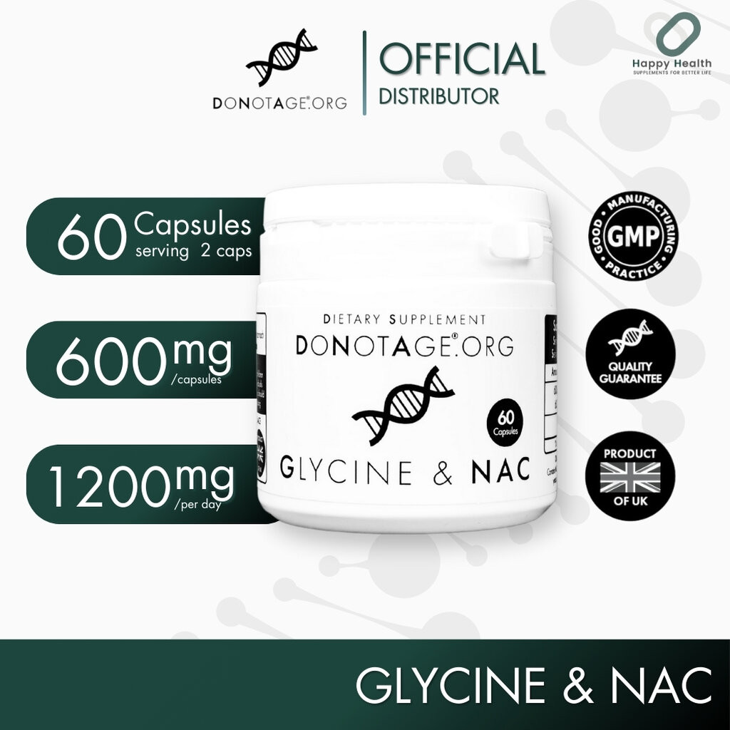 Glycine & NAC (60 แคปซูล) Do Not Age 1,200 mg. กระตุ้น Autophagy ลดการอักเสบ สารต้านอนุมูลอิสระกระตุ