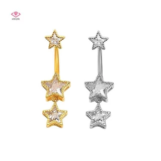 HWETR คริสตัล Star Dangled Belly ปุ่มแหวนสแตนเลส Dainsty Zircon สะดือแหวน Belly เจาะ Body Jewelries ใหม่