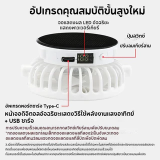 หมวกพัดลมพลังงานแสงอาทิตย์ สามารถชาร์จใหม่ได้ UPF50+ ถอดออกได้ ป้องกันความร้อนและป้องกันรังสียูวี