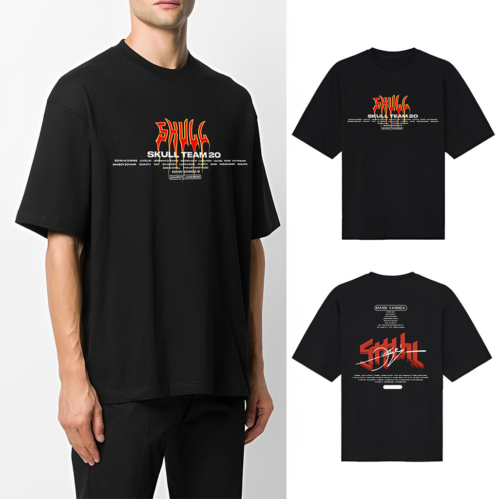 VannDa เสื้อยืดคอกลมแขนสั้นพิมพ์ลายผ้าฝ้ายSize S-5XL