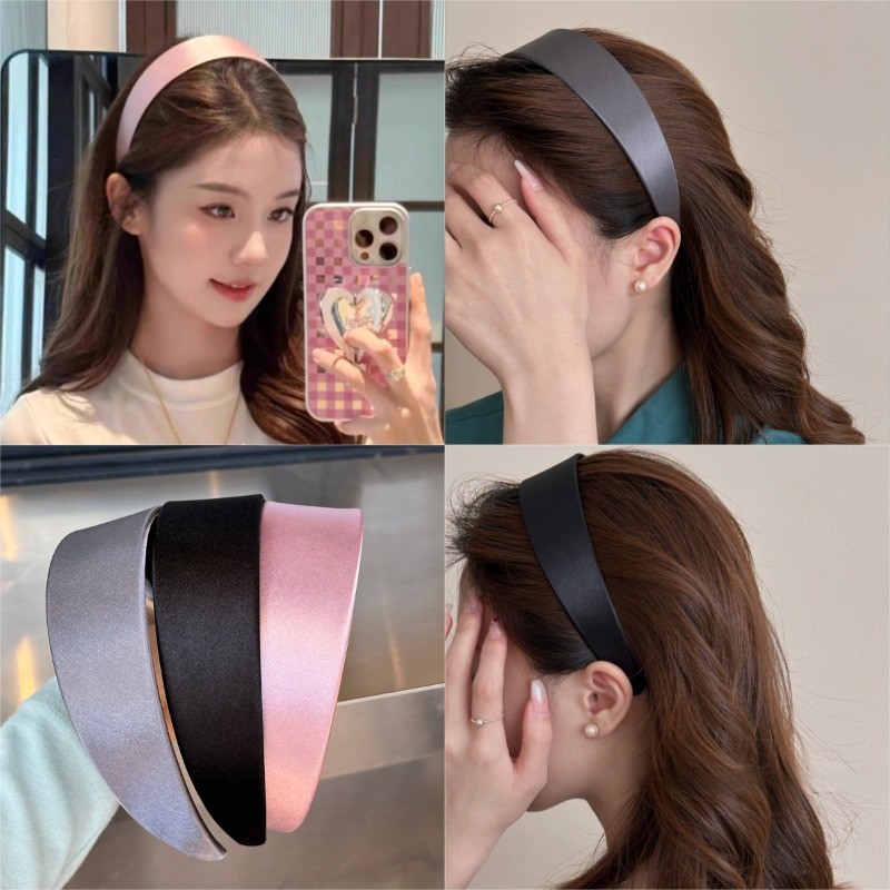 Vintage กว้างสีบริสุทธิ์ผู้หญิง Headwear Hairbands เครื่องประดับผม
