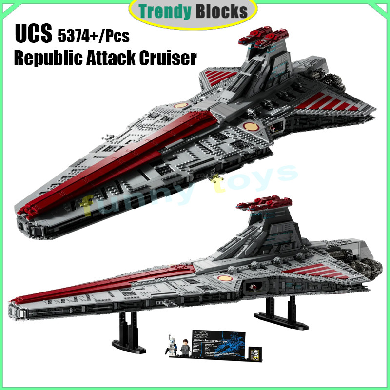 75367 UCS Venator-class Republic Attack Cruiser Building Blocks Space Warship ของเล่นของขวัญสําหรับช
