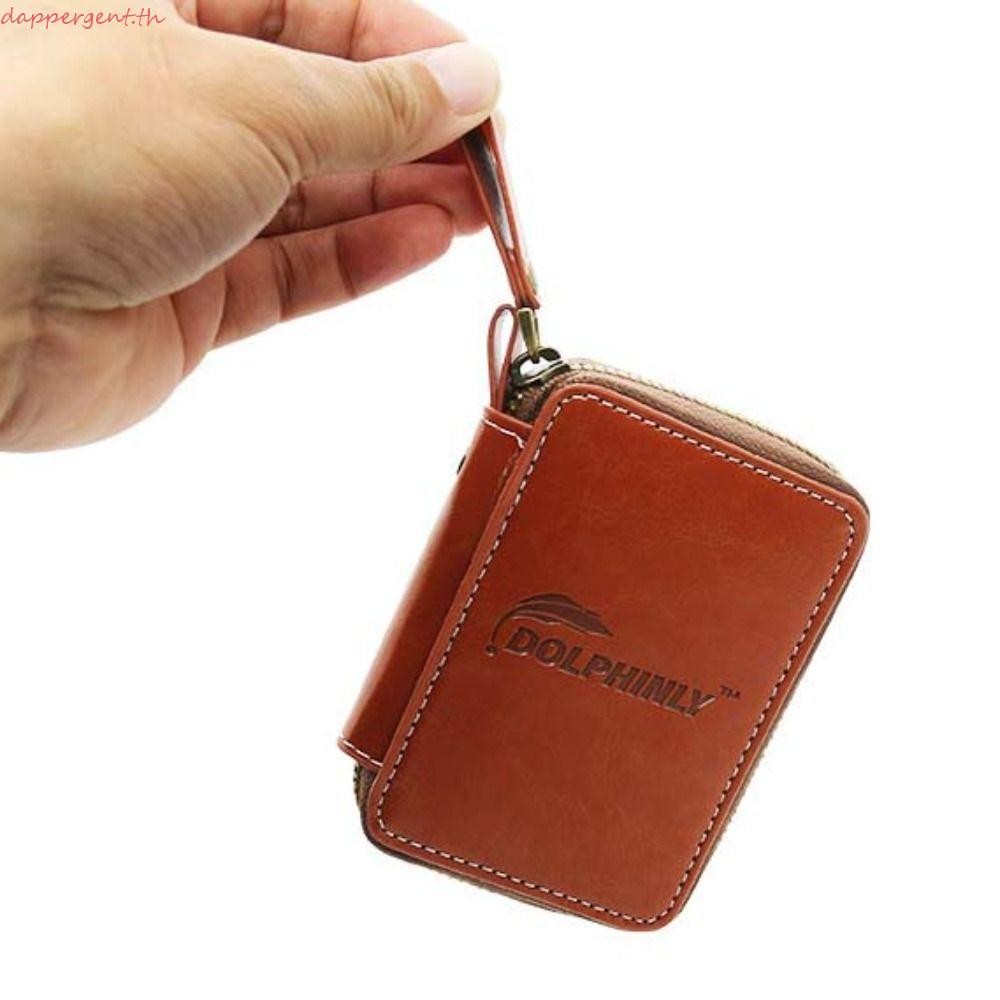 DAPPERGENT Jig Spinner Bag, Lure Storage Case, Outdoor Sports Zipper PU Leather Fishing Bag อุปกรณ์ตกปลา