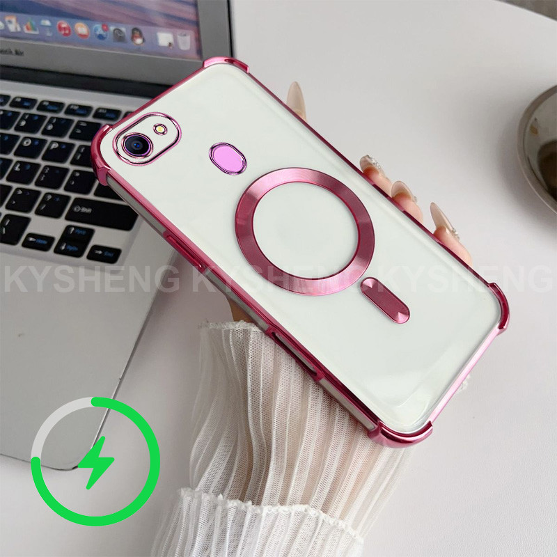 เคสสําหรับ OPPO F7 F5 เคสโทรศัพท์ TPU ชาร์จแม่เหล็กสี่มุมป้องกันการตกนิ่มโปร่งใส WBQ - รูปที่ 4