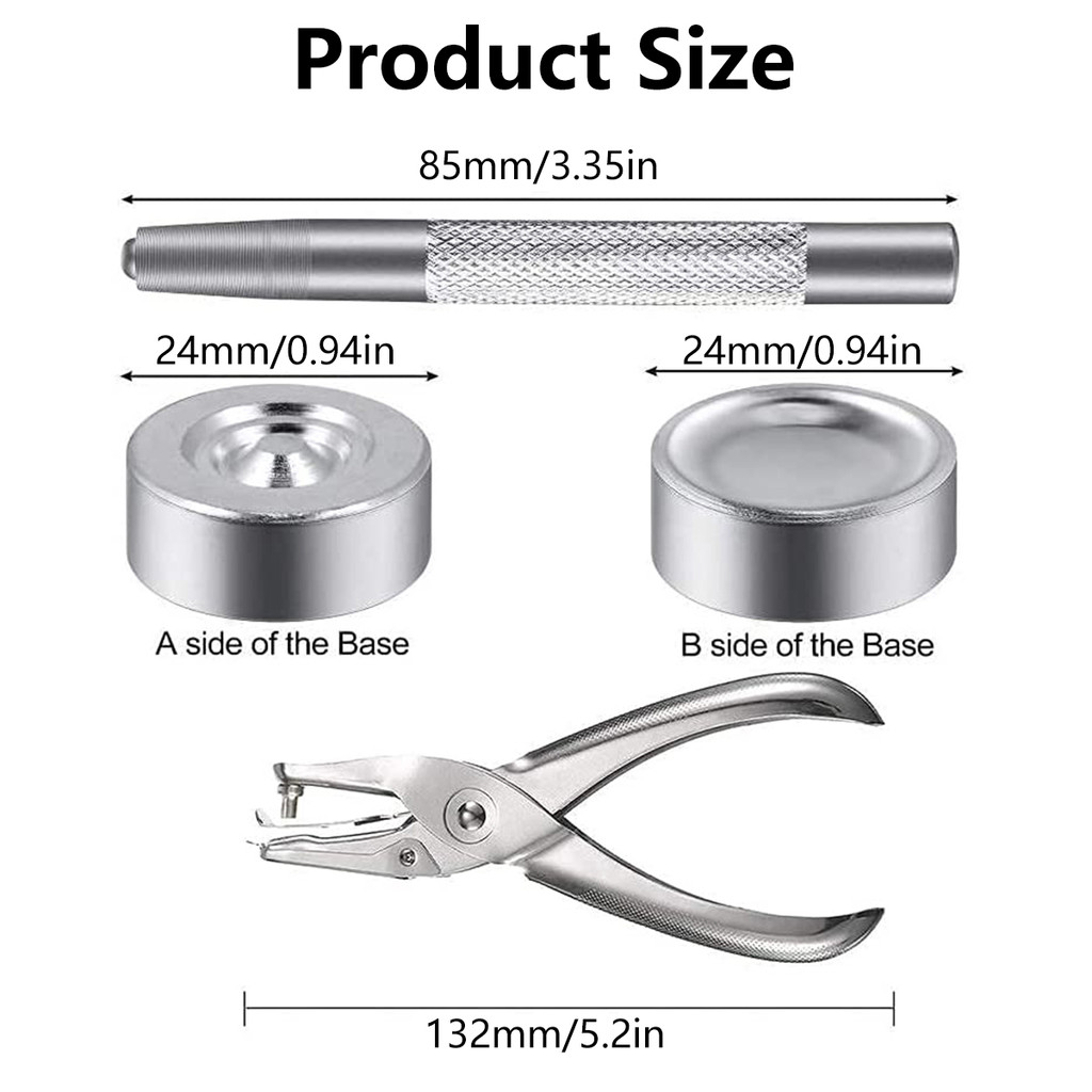 💯💯กระดุมแป๊ก ชุดกระดุม ยึดสแน็ป สเตนเลส ทนทาน 200 ชิ้น พร้อมคีม DIY ชุดตอกพร้อมกระดุมคีมติด ที่ตอก กระดุมแป๊ก 15mm - รูปที่ 2