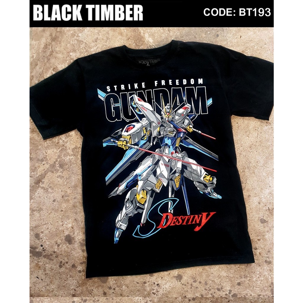 แนะนำฤดูร้อน  Gundam Strike Freedom S Destiny เสื้อยืด สีดำ  T-Shirt พิมพ์คอกลมบุคลิกภาพแฟชั่นS-5XL