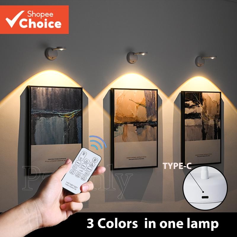 ไฟกลางคืน LED Motion Sensor พร้อมรีโมทคอนโทรล 3 สีไร้สาย USB ชาร์จใหม่ได้สีขาว