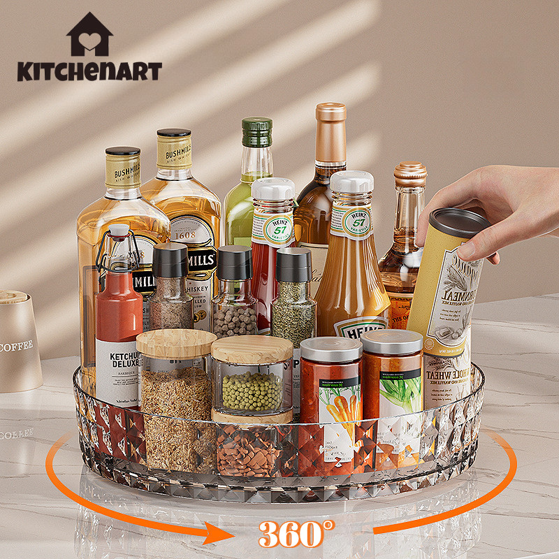 ชั้นวางเครื่องปรุงในครัว  หมุนได้ 360 องศา  ชั้นวางเอนกประสงค์ การจัดเก็บเดสก์ท็อป