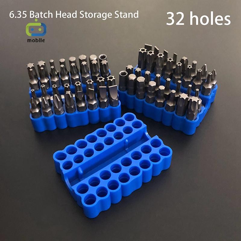 [maygood] 2 ชิ้นผู้ถือบิต 32 หลุม Bit Hex Shank Organiser ไขควงผู้ถือบิตเจาะสําหรับการจัดเก็บสําหรับ 6.35 มม. Shank กล่องเก็บ {TH}