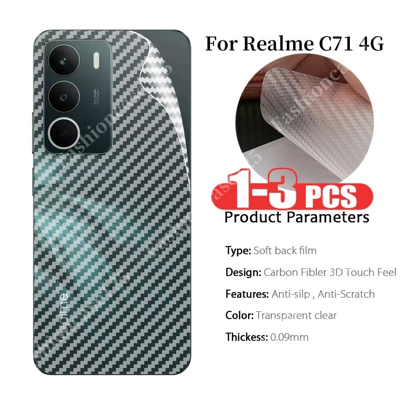Realme C71 4G 2025 ฟิล์มคาร์บอนไฟเบอร์ด้านหลังสําหรับ Realme C71 4G RealmeC71 NFC 2025 ฟิล์มนุ่มใสคล