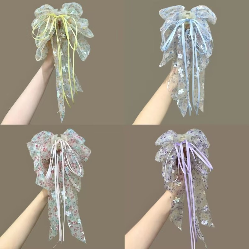 กิ๊บติดผมลําแสงลายดอกไม้ Super Fairy Bowknot Back Head ครึ่งผูกผมหางม้า