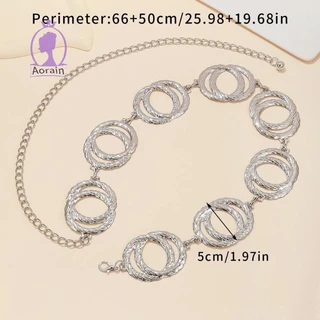 # ANTH # แฟชั่นโลหะรอบแผ่นดิสก์ Splicing ผู้หญิงเอวชุดตกแต่ง Body Chain เครื่องประดับอุปกรณ์เสริม .