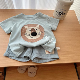 ชุดฤดูร้อนสำหรับเด็กชายและเด็กหญิง เสื้อยืดแขนสั้นและกางเกงข…