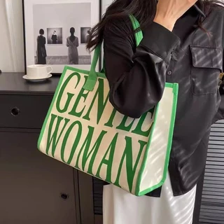 ความจุขนาดใหญ่ผ้าใบกระเป๋าโท้ตผู้หญิงกระเป๋าสะพายแฟชั่นกระเป๋าช้อปปิ้งพร็อพแม่มีสไตล์ใหม่