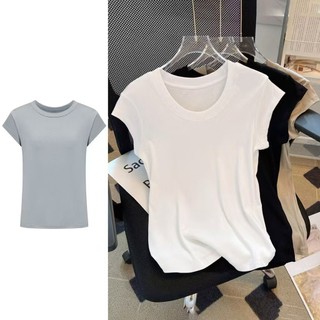 เสื้อยืดผู้หญิง เบสิก สีพื้น สไตล์ลำลอง (หลากสี) A14