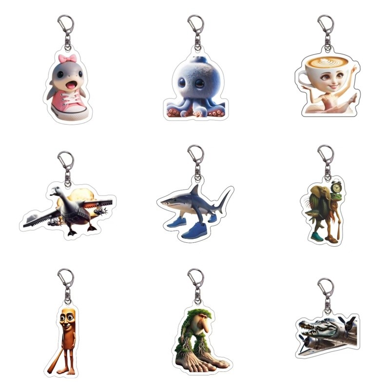 น่ารัก tralero tralala tungtunetung sahur brr brr patapim LiriLi Larlla พวงกุญแจอะคริลิคพวงกุญแจจี้ค