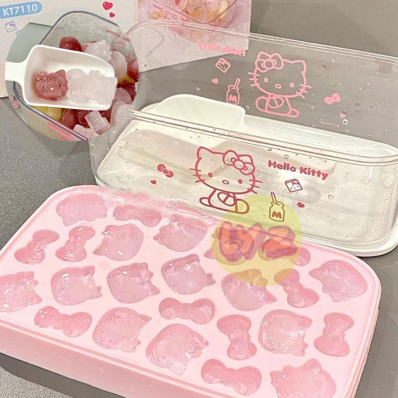 🔥พร้อมส่ง🔥Hello Kitty แม่พิมพ์ถาดน้ําแข็งซิลิโคนเกรดอาหารก้อนน้ําแข็งไอศกรีมโฮมเมดเค้กเยลลี่แม่พิมพ์ครัวเรือนการ์ตูน