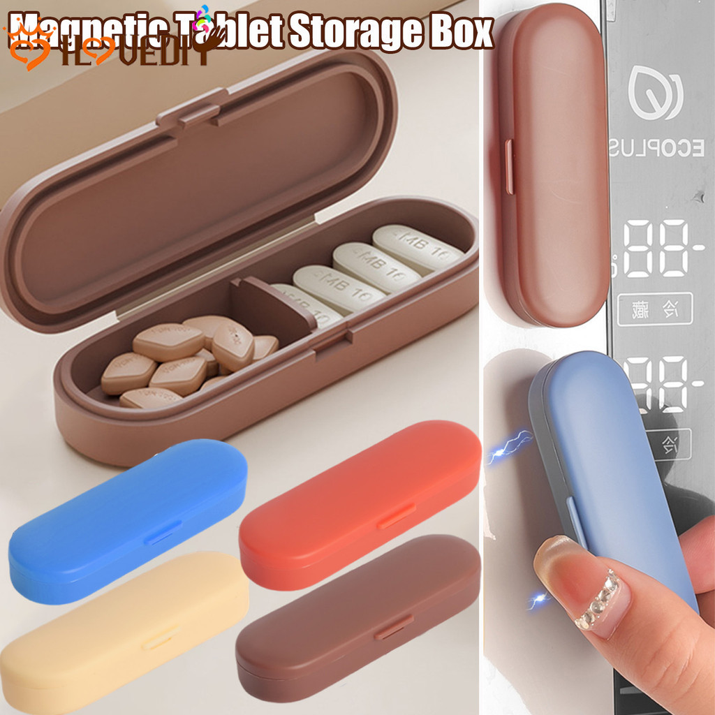 [HGB]ที่เก็บยาสําหรับเดินทาง 4 ชิ้น | ภาชนะบรรจุยาซีลแม่เหล็ก, เคสขนาดกะทัดรัดกันแสงพร้อมโครงสร้างแม่เหล็กพลาสติก+ทนทาน, ที่เก็บแท็บเล็ตขนาดกระเป๋า