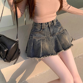 กระโปรงยีนส์สไตล์วินเทจ ทรง A สไตล์ชิคๆ