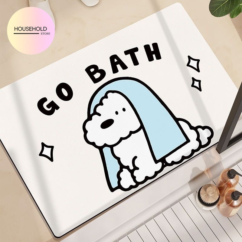 พร้อมส่ง แผ่นซับน้ำ หน้าห้องน้ำ ลายการ์ตูน 40x60cm ลายน่ารัก ซับน้ำได้ดี แห้งไว