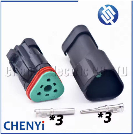 3 Pin สีดํา DT series Connector ปลั๊กกันน้ําซ็อกเก็ต DT06-3S DT04-3P DT06-3S-E005 DT04-3P-E005 สําหร