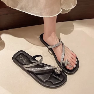Icy.Sportรองเท้าแตะหูหนีบ สายเพชร สวยเล่นแสง สวมใส่สบาย จ่ายปลายทางได้ ยาง EVA โดนน้ำได้ X096