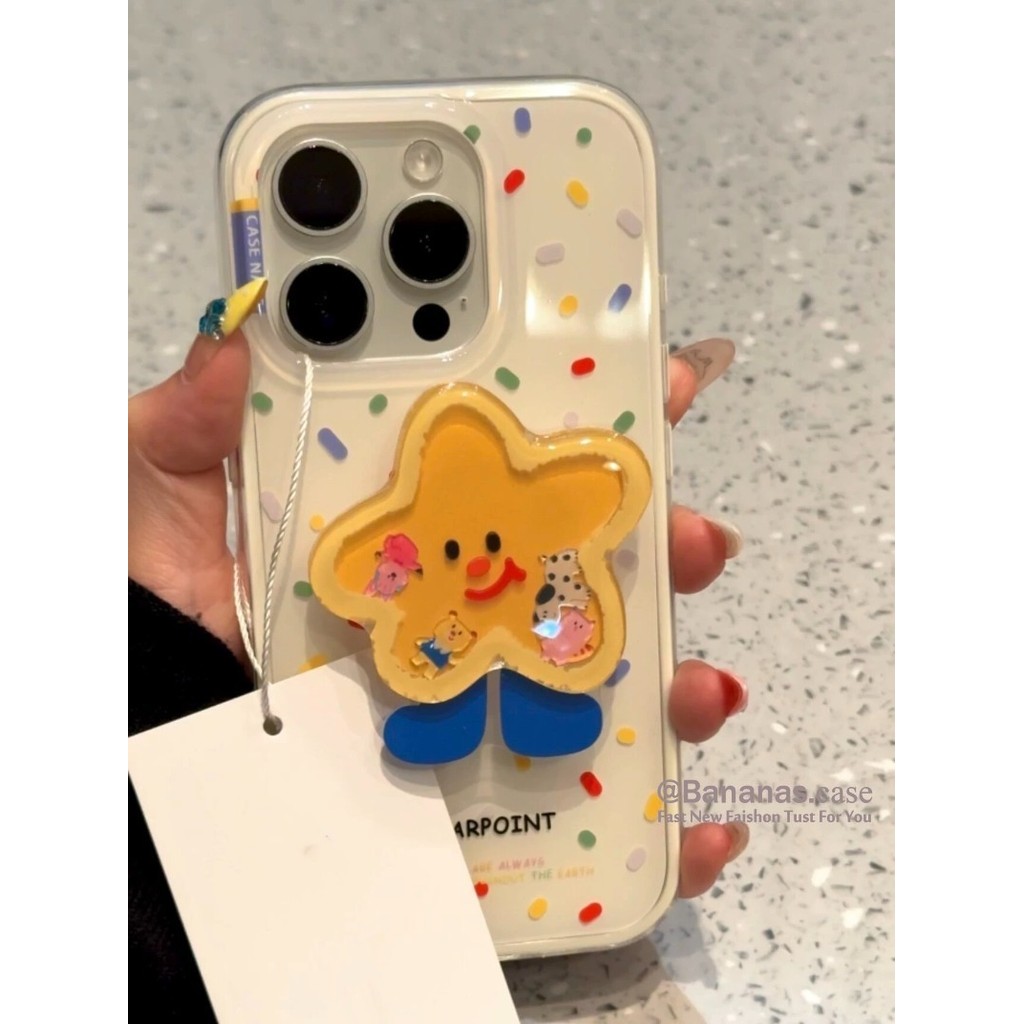 น่ารัก Star + ขาตั้งเคสโทรศัพท์สําหรับ iPhone 16 15 14 13 12 11 Pro Max X Xr XsMax 7 8 Plus SE2020