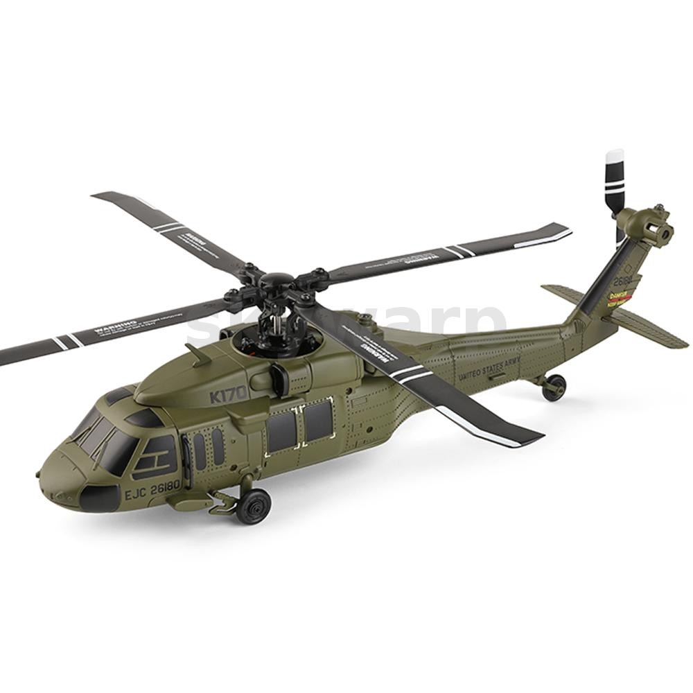 XK K170 BlackHawk0 UH-60L 2.4G 4CH 6 แกน Gyro มอเตอร์ไร้แปรง Military0 สีเขียว RC เฮลิคอปเตอร์ RTF