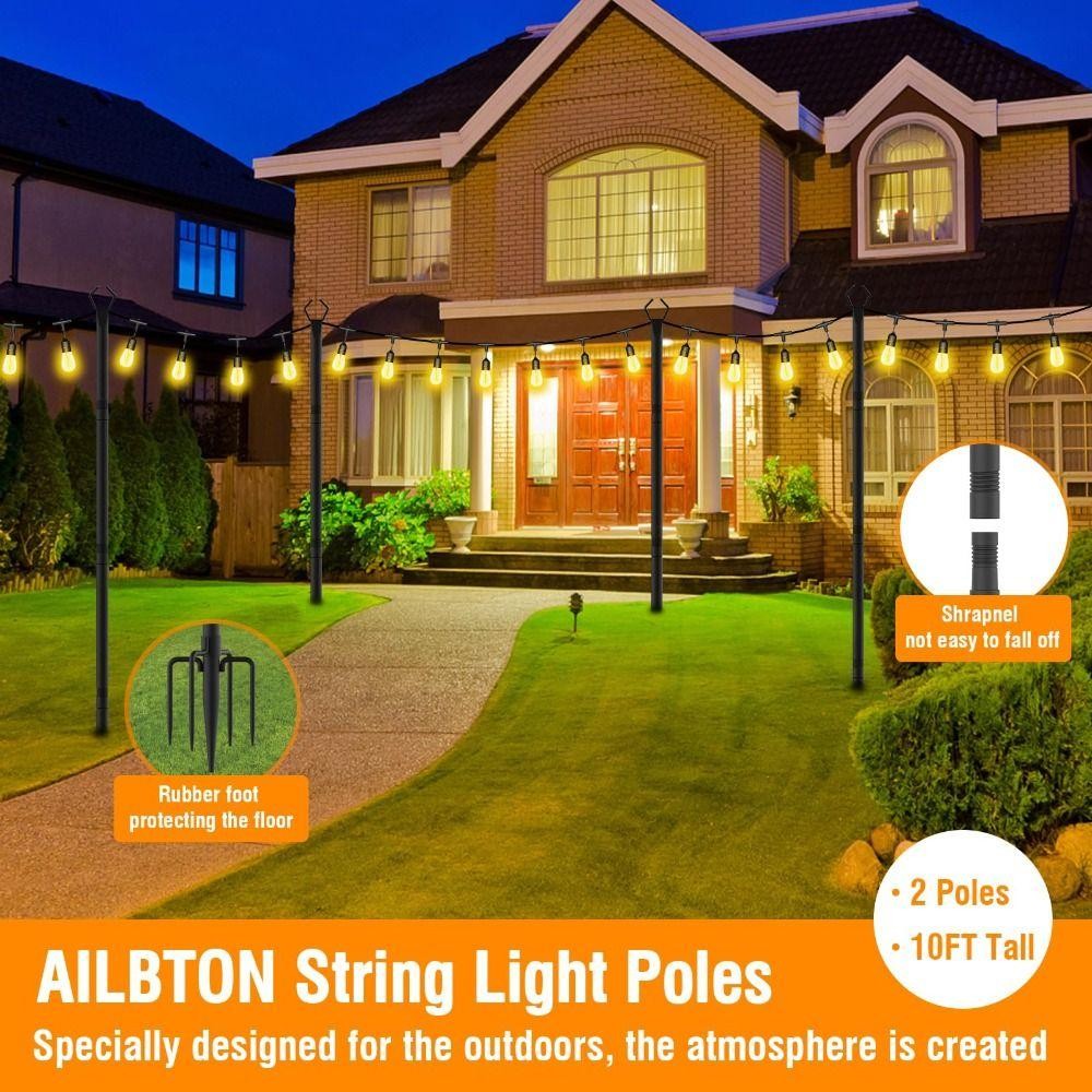 WMES1 2 ชิ้น String Light Poles, Heavy Duty ปรับความสูงเสาไฟขาตั้ง,ขาตั้งโลหะรั้วก่อสร้างวงเล็บทนทานกลางแจ้ง String ไฟ Deck LIGHT ราคา ถูกที่สุด ดีลบีเคเค แกลเลอรีภาพที่ 4