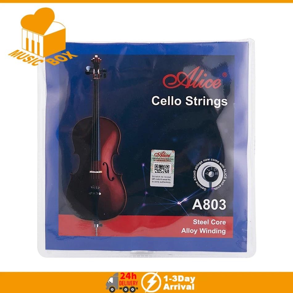 Alice A803 4/4 Cello Strings ชุด Cello Strings Steel Core Nickel Silver Wound ลูกบอลชุบนิกเกิล