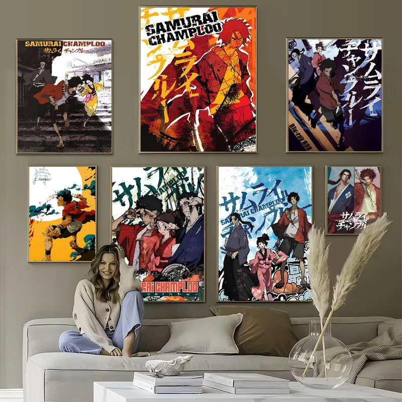 Anime Samurai Champloo Classic Movie Posters Fancy Wall Sticker for Living Room Bar Decoration Room 