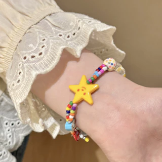สร้อยข้อมือดาวสายรุ้งฤดูร้อนหญิงน่ารักลูกปัด Dopamine สร้อยข้อมือสดขนาดเล็กหวาน Ins เทรนด์