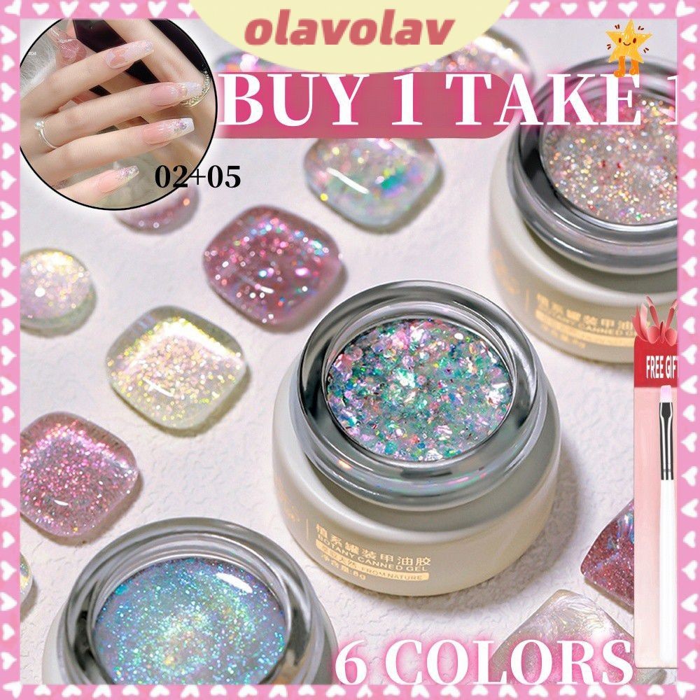 【ซื้อ 1 แถม 1 ฟรี】annies Flash Nail Glue Polish New Aurora Opal Cloud Brocade Sequins Diamond Gel Na