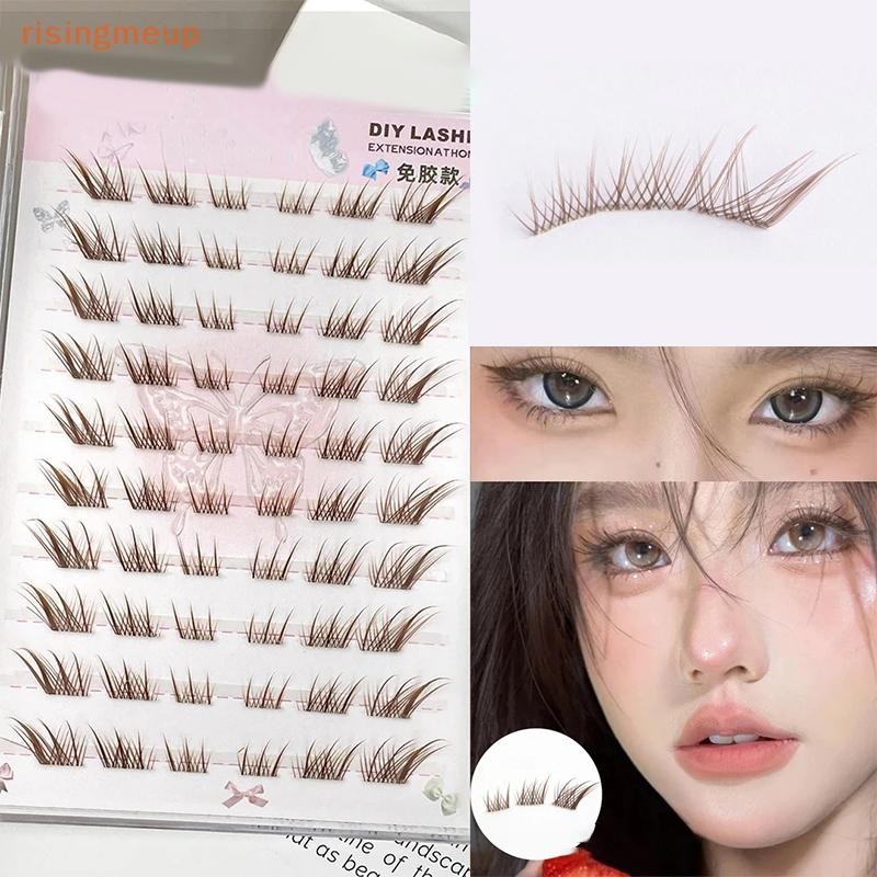 [risingmeup] ไม่ต้องใช้กาว Fox Eye Effect ขนตาปลอมปุยมีกาวในตัวนํากลับมาใช้ใหม่ DIY แบ่งหนา Winged Lash Extension ใช้ทุกวันใหม่