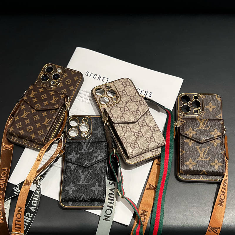 แบรนด์หรูแฟชั่นCrossbodyสร้อยคอ LanyardสําหรับiPhone 17 Pro Max 11 12 13 14 15 16 Pro Max 16 Plusกันกระแทกช่องใส่การ์ดกระเป๋าสตางค์กรณี