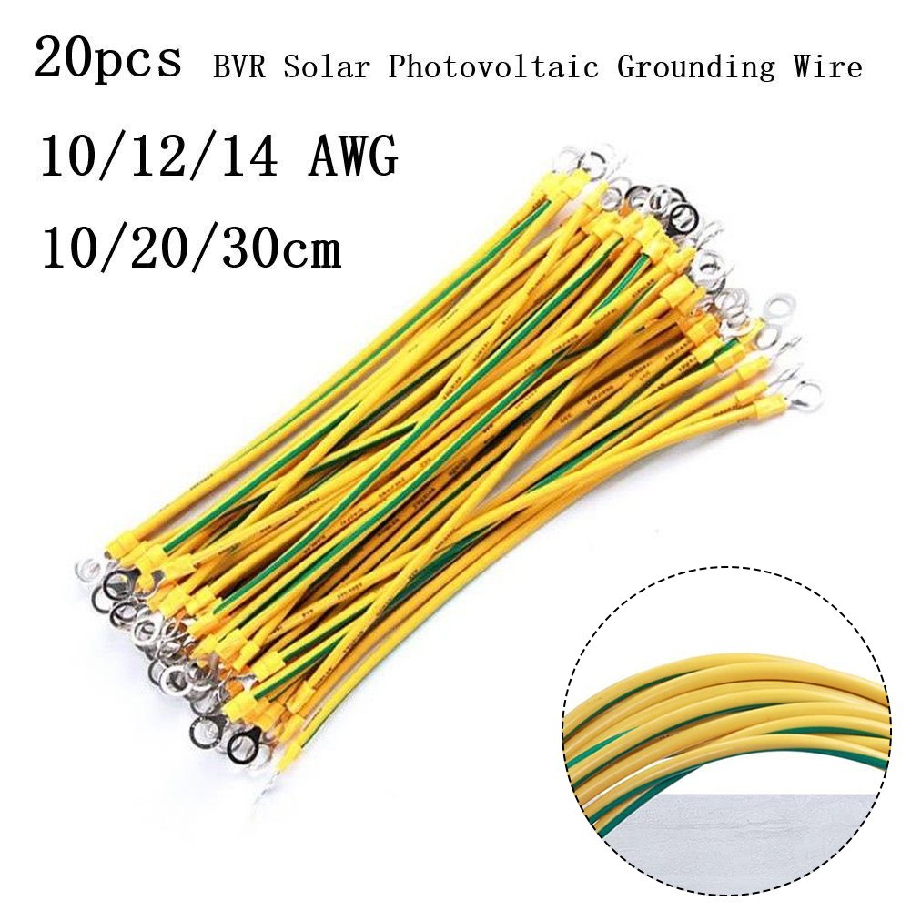 <SWHOME> 20pcs BVR พลังงานแสงอาทิตย์ PV Ground Wire พร้อมเทอร์มินัล 10/12/14 AWG Solar Ground Wire <