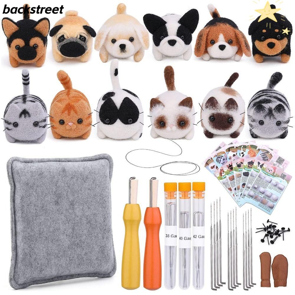 BACKSTAGE Needle Felting Kit, สัตว์ Handmade Felting Starter Kit, แพคเกจวัสดุขนสัตว์ Felting เย็บปักถักร้อย DIY ขนสัตว์ Felt วัสดุชุด