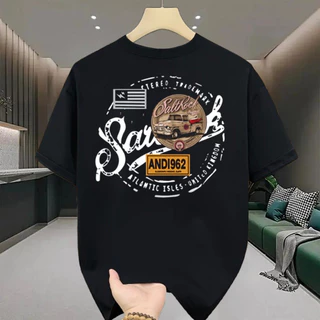 เสื้อยืดผู้ชาย คอกลมแขนสั้น สกรีนลายรถวินเทจ เสื้อยืดสตรีทแฟชั่นผู้ชายเท่ๆ โอเวอร์ไซส์คนอ้วน เสื้อยืดวินเทจ