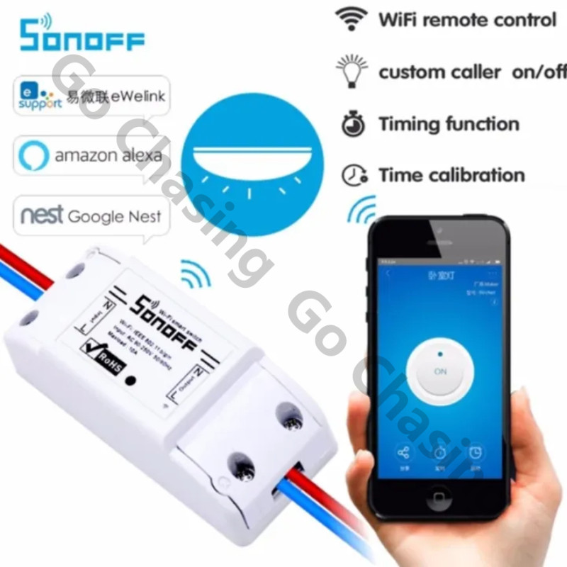 Sonoff Basic R2สมาร์ทสวิทช์Wifiไร้สายสมาร์ทรีโมทคอนโทรลจับเวลาDIY Switchผ่าน Ewelink APP ทำงานร่วมกับAlexa google คุณภาพ