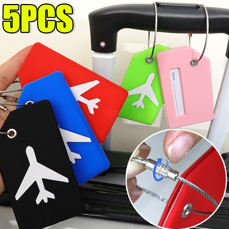 Vibrant Dopamine Color Serise Baggage Tag - พร้อมการ์ดข้อมูล ID - ห่วงลวดเหล็ก Travel Baggage Label 