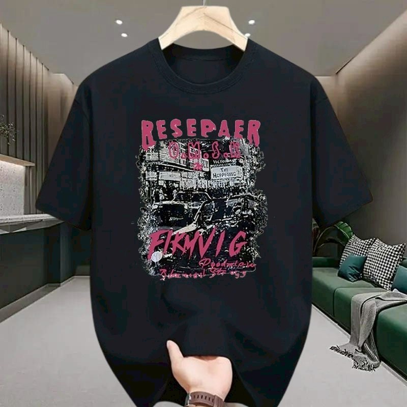 เสื้อยืดคอกลม-แขนสั้น oversize เสื้อโอเวอร์ไซซ์ผู้หญิง พิมพ์ลาย สตรีทแฟชั่นเท่ๆ สีพื้น สีขาว-สีดำ เสื้อสวย